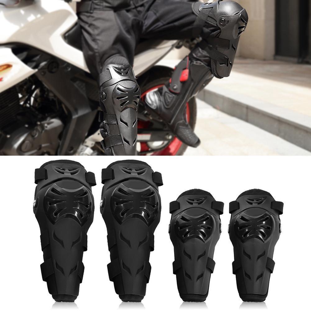 WALFRONT 4 pcs Motorcycle Motocross Cycling Elbow and Knee Pads Protector Guard Armors Set Black, Knee Pads, Knee Brace