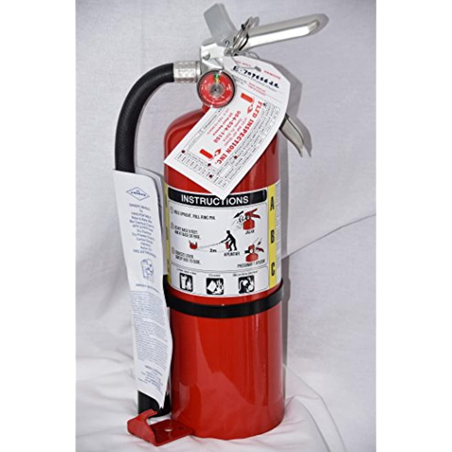 (Lot of 1) 5 Lb. Type ABC Dry Chemical Fire Extinguishers, with 1 - Wall Bracket and 1 - Certification Tag - Ready for Fire Inspections - 3A - 40 BC Rating
