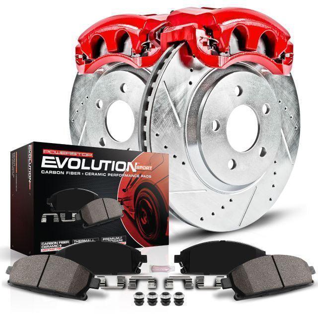 $15 Mail in RebatePower Stop Front Z23 Evolution Brake Pad and Rotor Kit with Red Powder Coated Calipers KC690