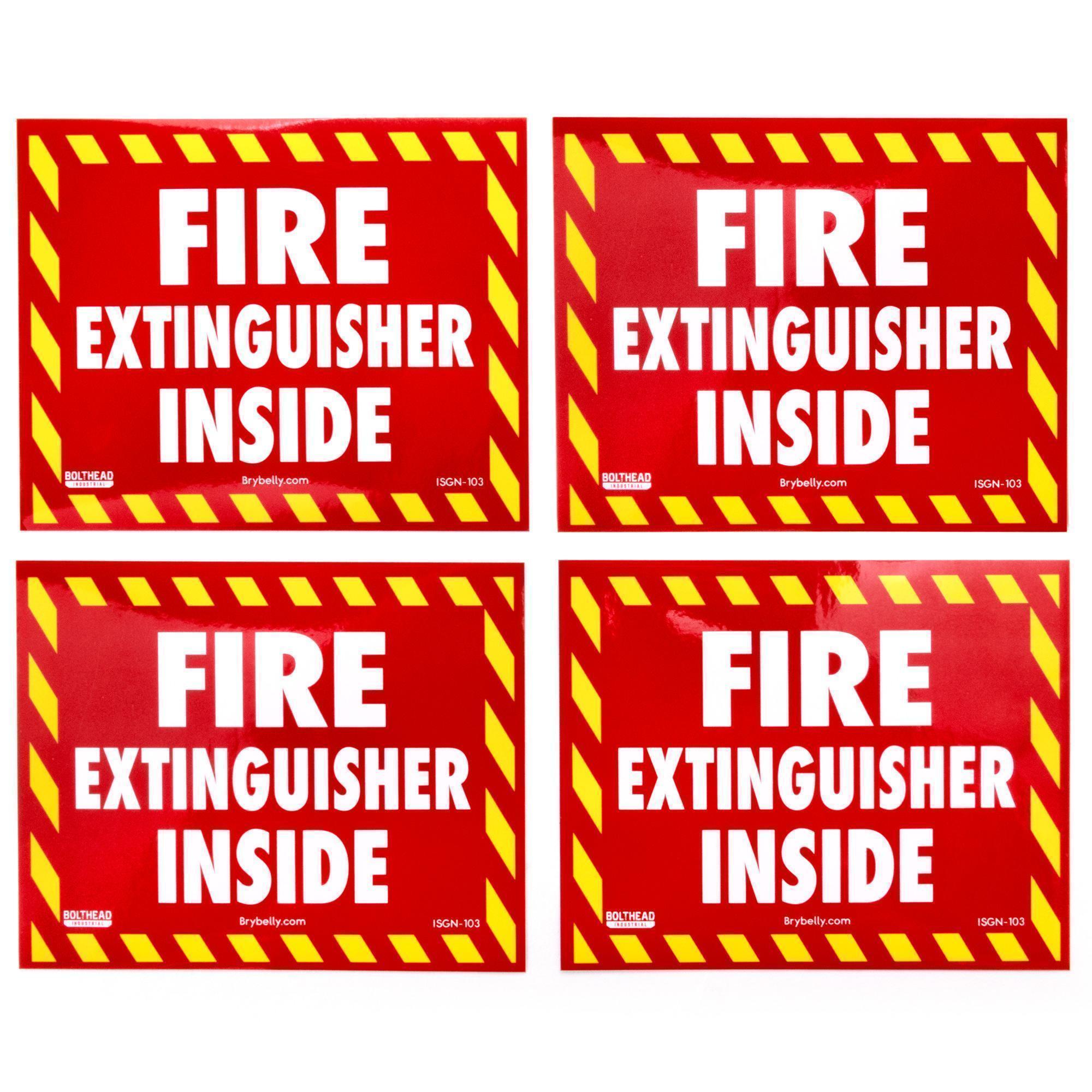 Fire Extinguisher Inside - Vinyl Sticker 4-pack